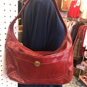 Red patent leather genuine Coach handbag